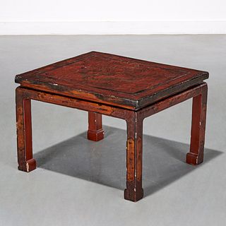 Chinese Tianqi red lacquer low table
