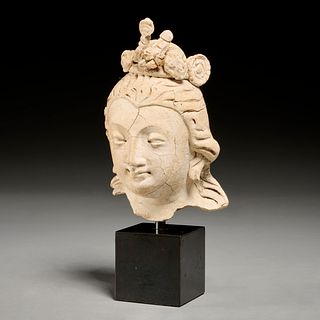 Ganharan stucco head of a bodhisattva