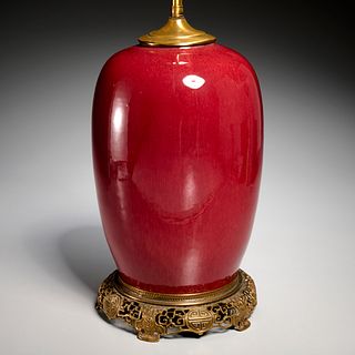 Chinese sang de boeuf jar converted to a lamp