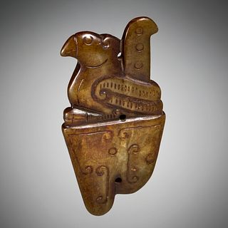 Chinese Archaic style jade bird pendant