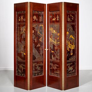 Antique Chinese four-panel Coromandel screen