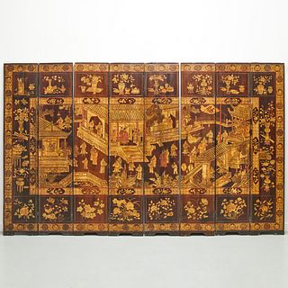 Antique Chinese eight-panel Coromandel screen