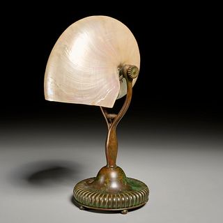 Tiffany Studios bronze nautilus shell lamp