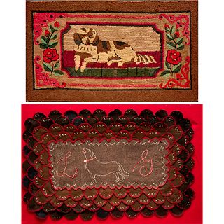American Folk Art, (2) dog themed textiles