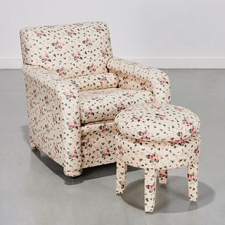 DeAngelis custom chintz lounge chair & ottoman