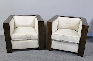 Pair of Contemporary Deco Style Club Chairs.