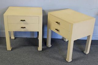 Pair of Karl Springer Style Wrapped End Tables.