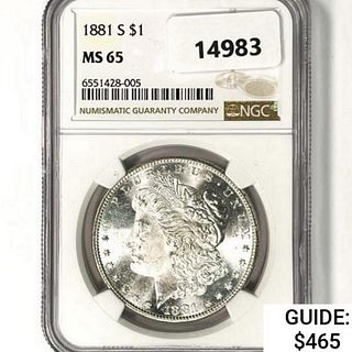 1881-S Morgan Silver Dollar NGC MS65 