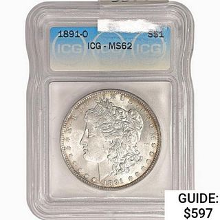 1891-O Morgan Silver Dollar ICG MS62 
