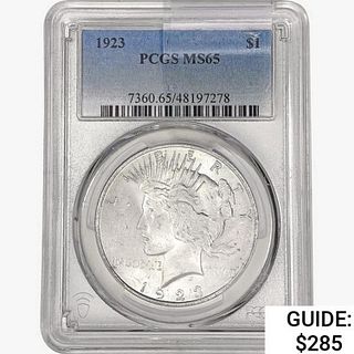 1923 Silver Peace Dollar PCGS MS65 