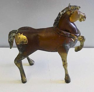 C. 1940's Murano Scavo Glass Horse.