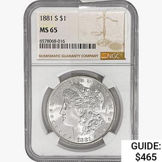 1881-S Morgan Silver Dollar NGC MS65 
