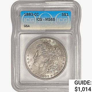 1883-CC Morgan Silver Dollar ICG MS65 GSA