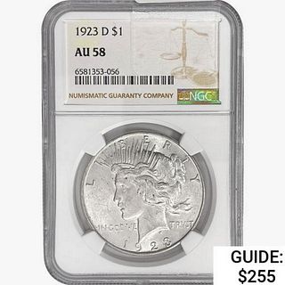 1923-D Silver Peace Dollar NGC AU58 