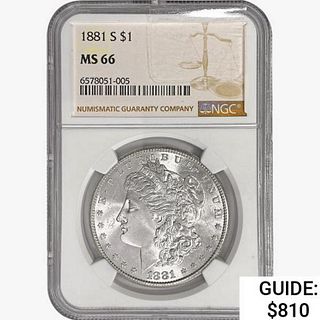 1881-S Morgan Silver Dollar NGC MS66 