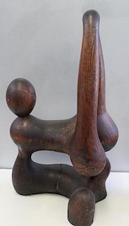 Midcentury Carved Wood Organic Form Sculpture.