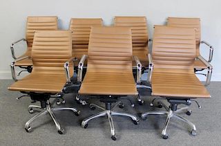 Set of 7 Eames Aluminum Group Style Chairs.