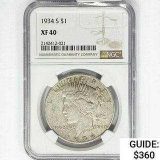 1934-S Silver Peace Dollar NGC XF40 