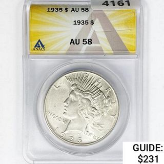 1935 Silver Peace Dollar ANACS AU58 