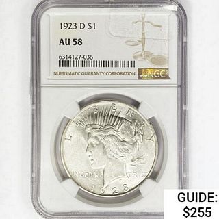 1923-D Silver Peace Dollar NGC AU58 