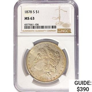 1878-S Morgan Silver Dollar NGC MS63 