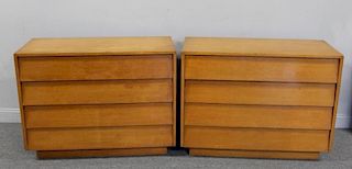 Midcentury Pair of Knoll Style Louvered Chests.
