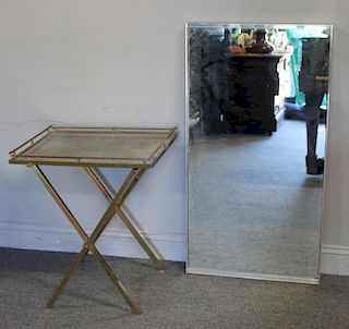 Midcentury Lot Including Brass Tray Table & Mirror