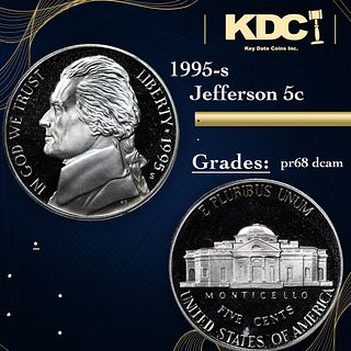Proof 1995-s Jefferson Nickel 5c Grades GEM++ Proof Deep Cameo