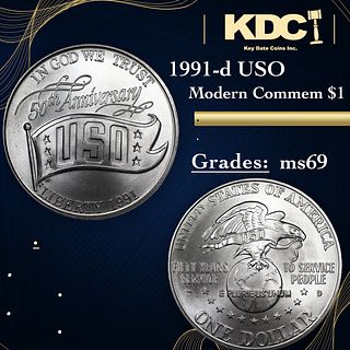 1991-d USO Modern Commem Dollar $1 Grades ms69
