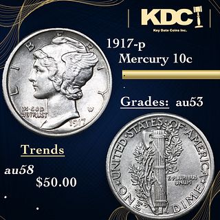 1917-p Mercury Dime 10c Grades Select AU