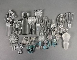 Group of 26+ Clear and Blue Glass Stoppers