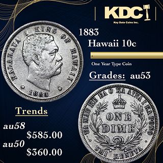 1883 Hawaii Dime 10c Grades Select AU