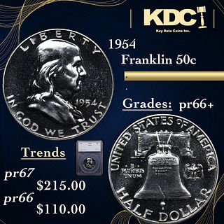 Proof 1954 Franklin Half Dollar 50c Graded pr66+ BY SEGS