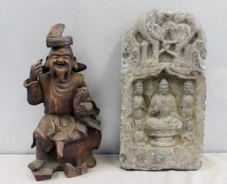 2 Antique Chinese Carvings To Inc  a Terracotta