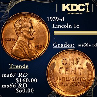1939-d Lincoln Cent 1c Grades GEM++ RD