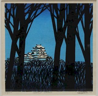 KARHU, Clifton. Woodblock Print. "Himeji Castle".