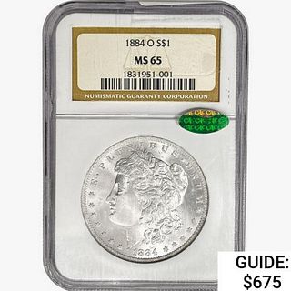 1884-O CAC Morgan Silver Dollar NGC MS65 