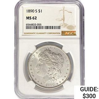 1890-S Morgan Silver Dollar NGC MS62 