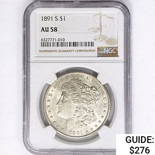 1891 Morgan Silver Dollar NGC AU58 