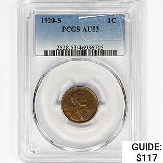 1920-S Wheat Cent PCGS AU53 