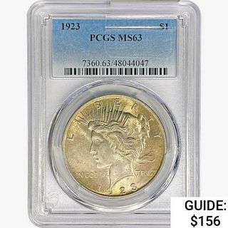 1923 Silver Peace Dollar PCGS MS63 