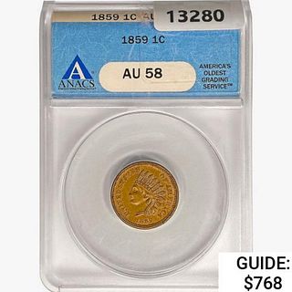 1859 Indian Head Cent ANACS AU58 