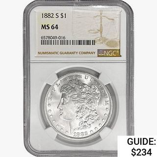 1882-S Morgan Silver Dollar NGC MS64 