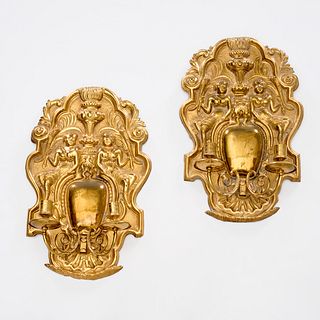Pair Charles II style "Upholder's Hall" sconces
