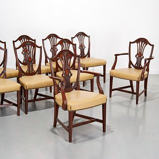 Set (10) antique Hepplewhite style dining chairs