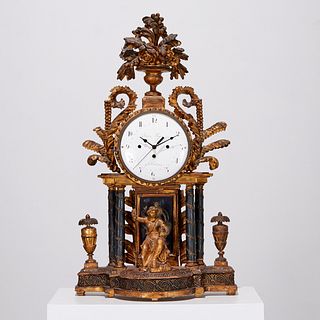 Large Continental Neoclassic giltwood clock