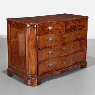 Continental Baroque inlaid walnut commode