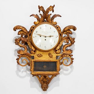 Austrian Neoclassic giltwood cartel clock
