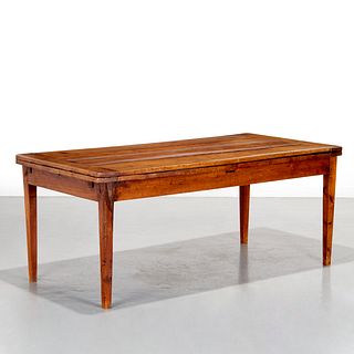 Continental fruitwood draw-leaf farm table