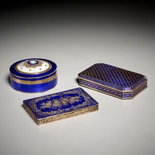 (3) Continental enameled silver boxes